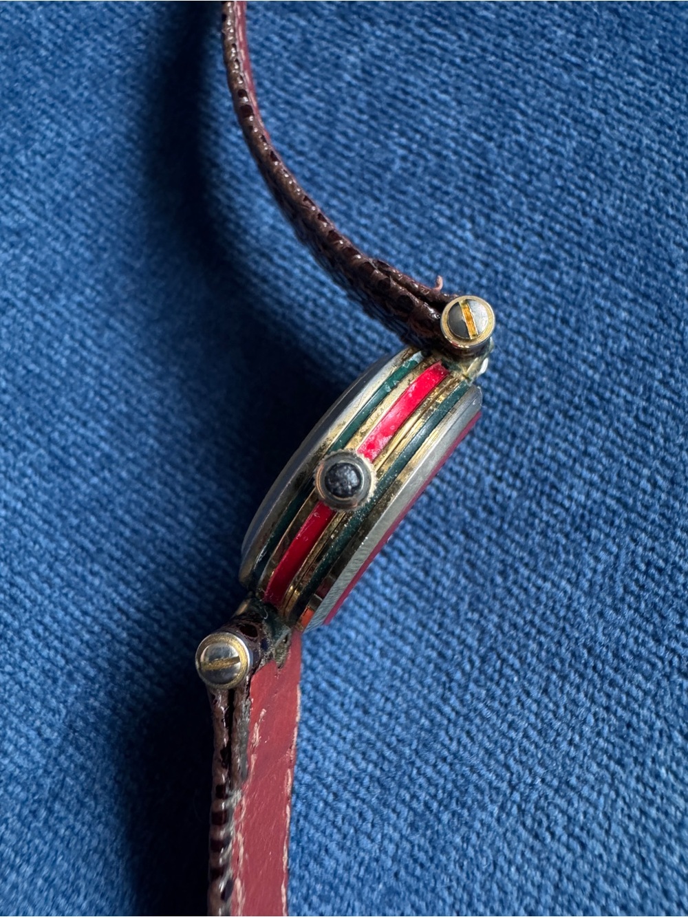 Vintage Gucci 1980’s Two Toned Wristwatch Brown Lizard Strap . - Picture 6 of 8